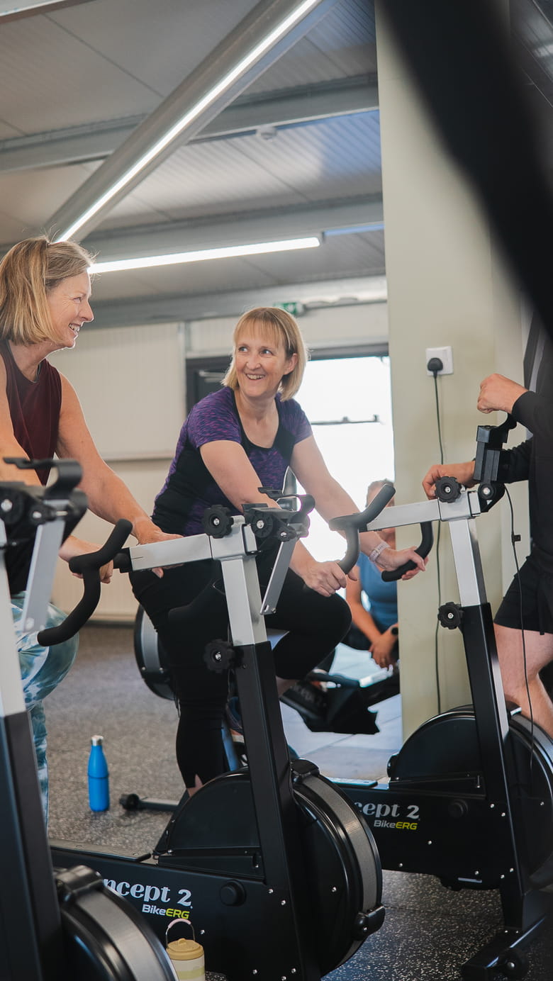 Woman on an exercise bike