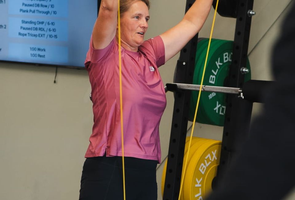 Person working out with exercise band